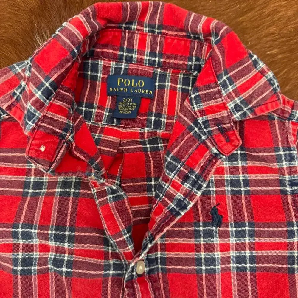 Ralph lauren red plaid button